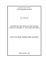 Tích hợp liên môn trong dạy học sinh học vi sinh vật (sinh học 10   trung học phổ thông 