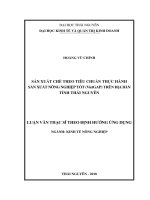 Sản xuất chè theo tiêu chuẩn thực hành sản xuất nông nghiệp tốt (VietGAP) trên địa bàn tỉnh Thái Nguyên (LV thạc sĩ)
