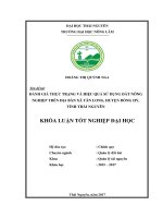 Đánh giá thực trạng và hiệu quả sử dụng đất nông nghiệp trên địa bàn xã Tân Long  huyện Đồng Hỷ  tỉnh Thái Nguyên (Khóa luận tốt nghiệp)