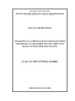 Ảnh hưởng của chính sách xóa đói giảm nghèo tới sinh kế của hộ nghèo dân tộc thiểu số ở huyện Võ Nhai tỉnh Thái Nguyên (Luận án tiến sĩ)