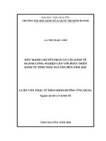 Đẩy mạnh chuyển dịch cơ cấu kinh tế ngành công nghiệp gắn với phát triển kinh tế tỉnh thái nguyên đến năm 2020 