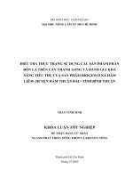 ĐIỀU TRA THỰC TRẠNG SỬ DỤNG CÁC SẢN PHẨM PHÂN BÓN LÁ TRÊN CÂY THANH LONG VÀ ĐÁNH GIÁ KHẢ NĂNG TIÊU THỤ CỦA SẢN PHẨM BIOGEM Ở XÃ HÀM LIÊM HUYỆN HÀM THUẬN BẮC TỈNH BÌNH THUẬN