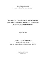 TÁC ĐỘNG CỦA CHÍNH SÁCH HỖ TRỢ PHÁT TRIỂN BIOGAS ĐỐI VỚI SỬ DỤNG BIOGAS CỦA NGƯỜI CHĂN NUÔI HEO TẠI TỈNH BÌNH DƯƠNG