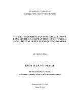 TÌM HIỂU THỰC TRẠNG SẢN XUẤT KHOAI LANG VÀ ĐÁNH GIÁ TIỀM NĂNG PHÁT TRIỂN CỦA CÂY KHOAI LANG NHẬT TẠI HUYỆN XUÂN LỘC TỈNH ĐỒNG NAI