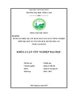 Đánh giá hiệu quả sử dụng đất sản xuất nông nghiệp trên địa bàn xã Nguyễn Huệ  huyện Hòa An  tỉnh Cao Bằng (Khóa luận tốt nghiệp)