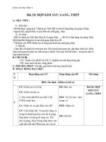 Giáo án Hóa học 9 bài 20: Hợp kim sắt: gang, thép