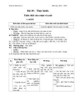 Giáo án Hóa học 9 bài 49: Thực hành  Tính chất của rượu và axit