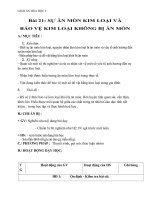 Giáo án Hóa học 9 bài 21: Sự ăn mòn kim loại và bảo vệ kim loại không bị ăn mòn