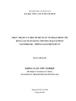 THỰC TRẠNG VÀ MỘT SỐ ĐỀ XUẤT VỀ HOẠT ĐỘNG TÍN DỤNG TẠI NGÂN HÀNG THƯƠNG MẠI CỔ PHẦN SACOMBANK  PHÒNG GIAO DỊCH DĨ AN
