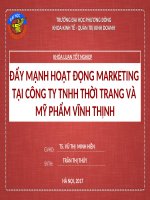 PPt Khóa luận tốt nghiệp: Đẩy mạnh hoạt động marketing của Công ty TNHH Thời trang Mỹ phẩm Vĩnh Thịnh