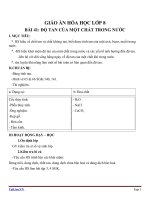 Giáo án Hóa học 8 bài 41: Độ tan của một chất trong nước