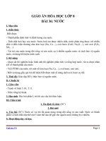 Giáo án Hóa học 8 bài 36: Nước