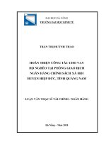 Hoàn thiện công tác cho vay hộ nghèo tại phòng giao dịch ngân hàng chính sách xã hội huyện hiệp đức, tỉnh quảng nam