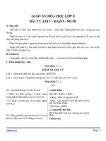 Giáo án Hóa học 8 bài 37: Axit  Bazơ  Muối