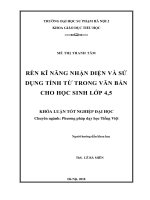 Rèn kĩ năng nhận diện và sử dụng tính từ trong văn bản cho học sinh lớp 4,5 (2018)