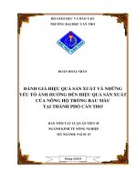 Đánh giá hiệu quả sản xuất và những yếu tố ảnh hưởng đến hiệu quả sản xuất của nông hộ trồng rau màu tại thành phố cần thơ tt 