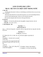 Giáo án Hóa học 8 bài 41: Độ tan của một chất trong nước