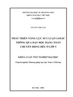 Phát triển năng lực suy luận logic thông qua day học dang toan chuyển động đều ở lớp 5 (2018)