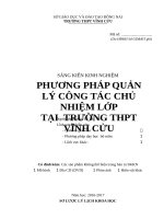 SKKN: PHƯƠNG PHÁP QUẢN LÝ CÔNG TÁC CHỦ NHIỆM LỚP TẠI  TRƯỜNG THPT VĨNH CỬU