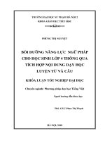 Bồi dưỡng năng lực ngữ pháp cho học sinh lớp 4 thông qua tích hợp nội dung dạy học luyện từ và câu (2018)
