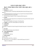 Giáo án Hóa học 8 bài 21: Tính theo công thức hóa học