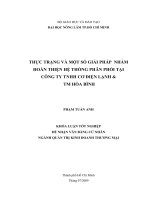 THỰC TRẠNG VÀ MỘT SỐ GIẢI PHÁP NHẰM HOÀN THIỆN HỆ THỐNG PHÂN PHỐI TẠI CÔNG TY TNHH CƠ ĐIỆN LẠNH  TM HÒA BÌNH
