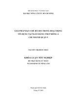 GIẢI PHÁP HẠN CHẾ RỦI RO TRONG HOẠT ĐỘNG TÍN DỤNG TẠI NGÂN HÀNG TMCP ĐÔNG Á CHI NHÁNH QUẬN 9