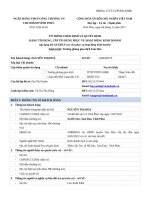 biểu mẫu tờ trình chi nhánh cho vay SXKD KHCN