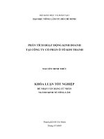 PHÂN TÍCH HOẠT ĐỘNG KINH DOANH TẠI CÔNG TY CỔ PHẦN Ô TÔ KIM THANH