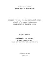 TÌM HIỂU THU NHẬP CỦA HỘ NGHÈO VÀ CÔNG TÁC XÓA ĐÓI GIẢM NGHÈO Ở XÃ THỌ SƠN HUYỆN BÙ ĐĂNG, TỈNH BÌNH PHƯỚC