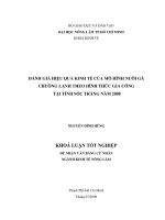 ĐÁNH GIÁ HIỆU QUẢ KINH TẾ CỦA MÔ HÌNH NUÔI GÀ CHUỒNG LẠNH THEO HÌNH THỨC GIA CÔNG TẠI TỈNH SÓC TRĂNG NĂM 2008