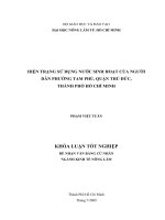 HIỆN TRẠNG SỬ DỤNG NƯỚC SINH HOẠT CỦA NGƯỜI DÂN PHƯỜNG TAM PHÚ, QUẬN THỦ ĐỨC, THÀNH PHỐ HỒ CHÍ MINH