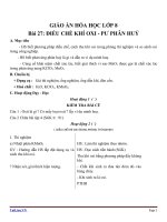 Giáo án Hóa học 8 bài 27: Điều chế khí oxi  Phản ứng phân hủy