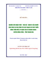 NGHIÊN CỨU NHẬN THỨC THÁI ĐỘ HÀNH VI CỦA NGƯỜI DÂN PHỤC VỤ CHO  CÔNG TÁC QUY HOẠCH VÀ PHÁT TRIỂN NÔNG THÔN MỚI ÁP DỤNG CHO XÃ HOÀNG GIANG, HUYỆN NINH CỐNG, TỈNH THANH HÓA