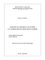 TÍNH LIÊN tục HOLDER và sự ổn ĐỊNH của NGHIỆM PHƯƠNG TRÌNH MONGE AMPERE tt 