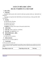 Giáo án Hóa học 8 bài 20: Tỉ khối của chất khí