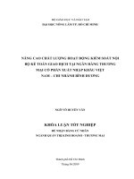 NÂNG CAO CHẤT LƯỢNG HOẠT ĐỘNG KIỂM SOÁT NỘI BỘ KẾ TOÁN GIAO DỊCH TẠI NGÂN HÀNG THƯƠNG MẠI CỔ PHẦN XUẤT NHẬP KHẨU VIỆT NAM – CHI NHÁNH BÌNH DƯƠNG