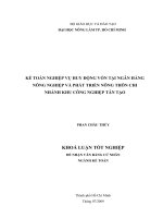 KẾ TOÁN NGHIỆP VỤ HUY ĐỘNG VỐN TẠI NGÂN HÀNG NÔNG NGHIỆP VÀ PHÁT TRIỂN NÔNG THÔN CHI NHÁNH KHU CÔNG NGHIỆP TÂN TẠO
