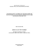 GIẢI PHÁP NÂNG CAO HIỆU QUẢ TÍN DỤNG ĐỐI VỚI NGƯỜI NGHÈO TẠI NGÂN HÀNG CHÍNH SÁCH XÃ HỘI CHI NHÁNH TỈNH PHÚ YÊN