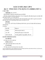 Giáo án Hóa học 8 bài 31: Tính chất  Ứng dụng của hiđro