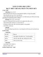 Giáo án Hóa học 8 bài 27: Điều chế khí oxi  Phản ứng phân hủy
