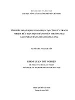 TÌM HIỂU HOẠT ĐỘNG GIAO NHẬN TẠI CÔNG TY TRÁCH NHIỆM HỮU HẠN MỘT THÀNH VIÊN THƯƠNG MẠI GIAO NHẬN HÀNG HÓA HOÀNG LONG