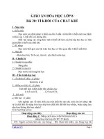 Giáo án Hóa học 8 bài 20: Tỉ khối của chất khí