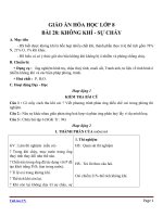 Giáo án Hóa học 8 bài 28: Không khí  Sự cháy