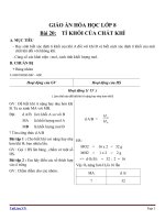 Giáo án Hóa học 8 bài 20: Tỉ khối của chất khí