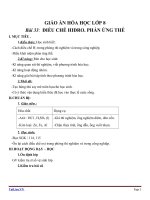Giáo án Hóa học 8 bài 33: Điều chế khí hidro  Phản ứng thế