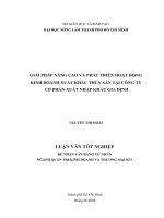 GIẢI PHÁP NÂNG CAO VÀ PHÁT TRIỂN HOẠT ĐỘNG KINH DOANH XUẤT KHẨU THỦY SẢN TẠI CÔNG TY CỔ PHẦN XUẤT NHẬP KHẨU GIA ĐỊNH