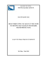 Hoàn thiện công tác quản lý nhà nước về thương mại tại quận thanh khê  thành phố đà nẵng