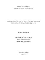 THẨM ĐỊNH DỰ ÁN ĐẦU TƯ XÂY DỰNG KHU CHUNG CƯ RESS 11 TẠI CÔNG TY CỔ PHẦN ĐỊA ỐC 11