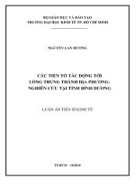 Các tiền tố tác động tới lòng trung thành địa phương nghiên cứu tại tỉnh Bình Dương